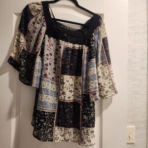 Davi & Dani Bohemian Patchwork Women's Top Size S BNWT